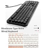 GASHINA STORY Korean/English Keyboard Retro and simple design full size keyboard for Desktop, Computer, Notebook, Laptop (Black)