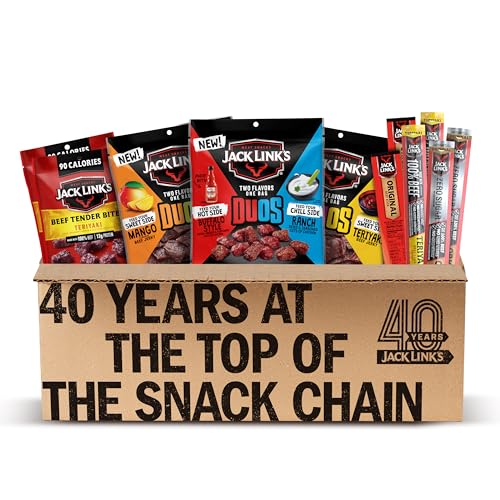 Jack Link’s DUOs Gift Box – Includes Beef Jerky, Chicken & Tender Bites, & Sticks, Great Protein Gifts for Dad, Men or Meat Lovers, Ideal for Holidays & More – 11-Piece Beast Snack Variety Pack