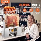 VEVOR Commercial Orange Juicer Machine, 120W Automatic Juice Extractor, Stainless Steel Orange Squeezer for 20 Oranges Per Minute, with Pull-Out Filter Box, PC Cover, 2 Peel Collecting Buckets