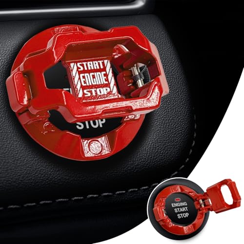 EPOCHHIKE Push Start Button Cover, Engine Start Stop Button Cover, Touch Button Protector Cover, Child Proof Safety for Computer PC Desktop, Car or Motorcycle Interior Decor (Mechanic-Red)