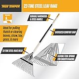 True Temper 20201001 Steel Tine Leaf Rake with Hardwood/Steel Handle, 22 Tines, Black