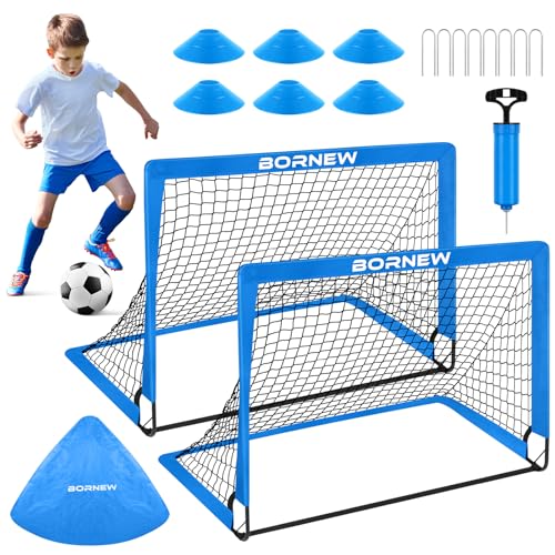 Kids Soccer Goal for Backyard Set - 2 Set of 6X4 / 4X3 ft Toddler Soccer Nets Training Equipment, Soccer Ball, Pop Up Portable Soccer Set for Kids and Youth Games and Training Goals Ages 3-16 Gift
