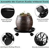 6 Packs Plant Caddy with Wheels 11.8" Plastic Rolling Plant Stands Heavy-duty Plant Dolly with Casters Indoor Outdoor Wheeled Plant Roller Base Large Planter Saucers Plant Mover, Black