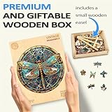 Wooden Puzzles for Adults, 300 Pieces Adult Puzzles, Vintage Dragonfly Puzzles Gifts for Puzzle Lover, Wooden Puzzle Games (L-13.3 * 13.1in)