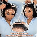 Keshon 13x5 Deep Wave Lace Front Wigs Human Hair 200% Density Deep Wave Frontal Wig Pre Plucked HD Transparent Full Lace Frontal Wigs Human Hair with Baby Hair Natural Color 28 inch