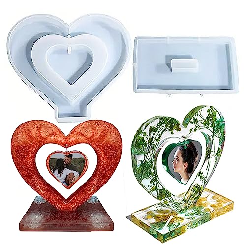 Heart Photo Frame Resin Molds Silicone, Large Ornament Picture Frame Silicone Mold for Resin Casting, DIY Epoxy Resin Floral Art Crafts Home Decoration Engagement Wedding Birthday Gifts