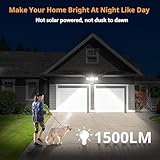 LEPOWER Battery Powered LED Flood Light Outdoor,1500LM Motion Sensor Security Lights, IP65 Waterproof,Wireless Flood Light Battery Operated,3 Head Motion Detector Light for Garage,Yard,Porch(Black)