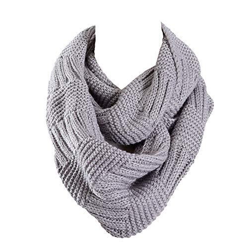 Marte&Joven Winter Gray Infinity Scarf for Ladies Women Fashion Knitted Circle Loop Scarves Thick Warm, 1