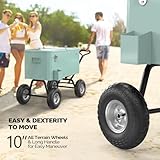 VINGLI 80 Quart Wagon Rolling Cooler Ice Chest, Patio Cooler w/Long Handle and 10" Wheels, Beach Patio Party Bar Cold Drink Beverage Cart