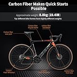 SAVADECK Carbon Fibre Road Bike, Hydraulic Oil Disc Bike with Carbon Fibre Frame and Wheelset, Lightweight Full Carbon Fibre Racing Bike with 105 R7120 24S Shift Set for Adults(Aurora-Green 56cm)