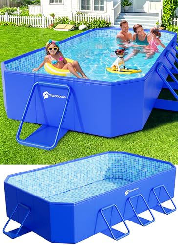 StarOcean Foldable Pool, Large Non-Inflatable Swimming Pool for Kids,Adult Collapsible Pools Hard Plastic Shell, Oversized Thickened,Portable Folding Kids Pools for Backyard-Mosaic Design-89"x48"x20"