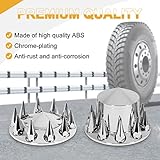 HQALTY 33mm Axle Cover Chrome Pointed Combo Kit Spike Screw-on Lug Nut Covers with 2 Front and 4 Rear Axle Wheel Covers Removable Hub Caps for Semi Truck (Installation Tool Included)