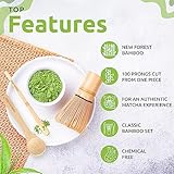 MATCHA DNA Bamboo Matcha Whisk with Bamboo Spoon and Hooked Bamboo Scoop (Chashaku) Set - Traditional Matcha Whisk Made from Durable and Sustainable Golden Bamboo for Matcha Tea Preparation