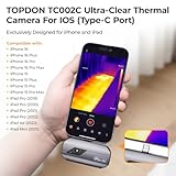 TOPDON TC002C Thermal Camera, 512 x 384 Super Resolution, 256 x 192 IR Resolution, Thermal Imager for iPhone 15/16 Series and iPads with Type-C Port, -4°F~1022°F Temp Range, Upgraded Version of TC002