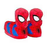 Spiderman Marvel Slippers (Medium/Large) - Officially Licensed Slippers for Kids & Adults - Superhero Character Slippers for Boys, Girls, Men, & Women - Happy Feet Mens & Womens Fluffy Slippers