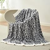 Snuggle Sac Twin Size Bedding Blanket Black Space Dye, Super Soft Warm Cozy Knit Blankets for Bed, Sofa, Living Room, Space-dye Black, 60x80 inches