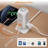 Tower Power Strip Flat Plug with 11 Outlets 3 USB (1 USB C), TESSAN Surge Protector Tower 1625W/13A,1050J Protection, 6 Feet Extension Cord with Multiple Outlets, Office Desk Supplies, Dorm Essentials