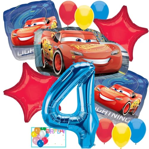 Anagram Balloons Licensed Party Supplies Intended for Disney's Cars 4th Birthday McQueen Bouquet Decorations, Multicolored, Party Accessory Ideal for Birthdays, Themed Events, & Celebrations