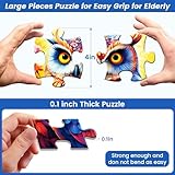 4 Pack 36 Large Piece Puzzles for Seniors,Dementia Puzzle Alzheimer's Activities for Seniors Dogs Parrots Cats Owls Easy Puzzle Memory Games for Seniors Gift for Elderly Seniors Adult