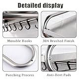 NAWESRVA Stainless Steel Microwave Wall Mount Shelf with 6 Hooks - 66 lbs Capacity, 21x15 Inches, Easy Install, Space-Saving Organizer for Home and Kitchen