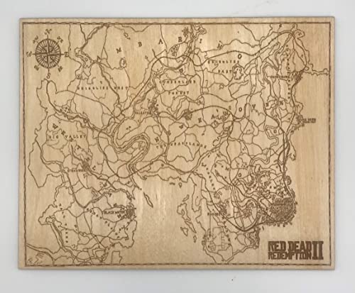 Engraved Map of RDR 2 on Baltic Birch, 11x14 inch