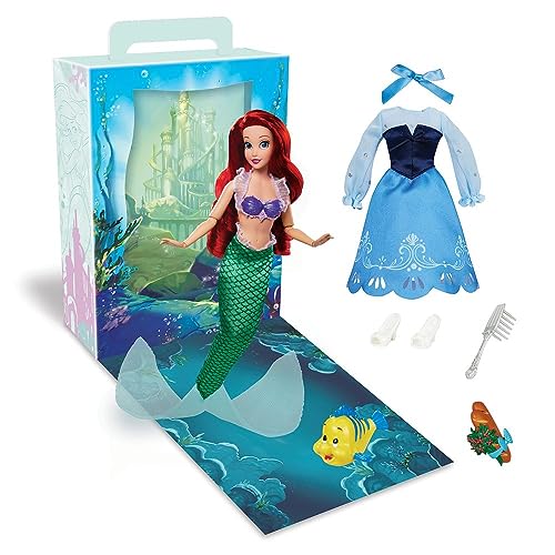 Disney Store Girl's Princess Story Doll (Ariel from The Little Mermaid) 11 Inches, Includes Coloring Book and Additional Dress, Princess Doll in Classic Outfit, Princess Toys