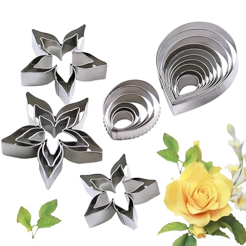 KALAIEN 23pcs/set Rose Petal Cutter Set Gum Paste Fondant Cake Cutters kitchen Supplies Baking Mould