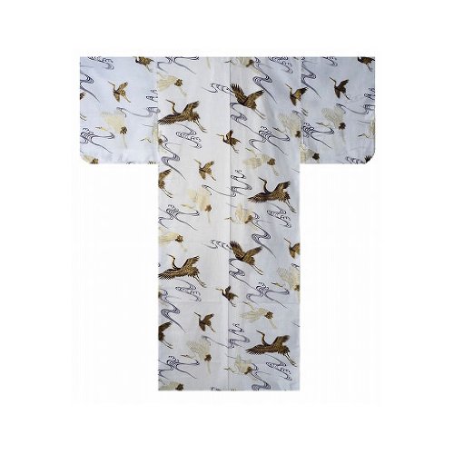 Yukata Authentic Japanese Samurai Fresh & Cool Kimono- White Crane #949