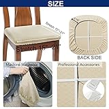 BUYUE Dining Room Chair Seat Covers Set of 6, TPU not Mixed, Friendly Jacquard Fabric Stretch Washable Slipcover for Kitchen Seat Cushions, Beige-6PCS