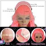 LZGYE Pink Lace Front Wig Human Hair 13x4 Hd Lace Pink Straight Wigs Human Hair Transparent Lace With Baby Hair Colored Closure Human Hair Wigs for Women 150% Density 32inch