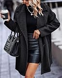 BTFBM Women 2025 Winter Faux Fur Coats Lapel Long Sleeve Fuzzy Fleece Outerwear Button Down Sherpa Jackets Fall Outfits(Solid Black, Medium)