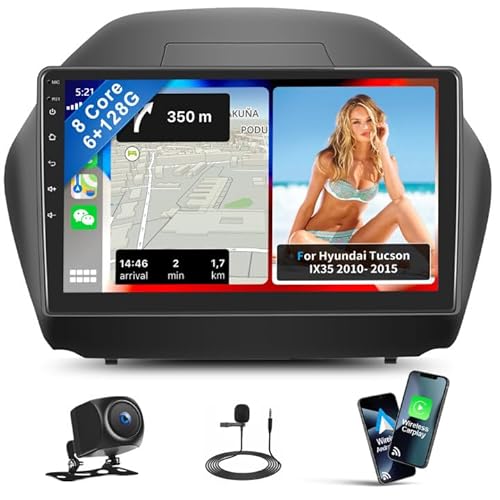 [8Core 6G+128G] Android 15 Car Stereo for Hyundai Tucson IX35 2010-2015 with Carplay Android Auto,10.1 Inch Touch Screen Car Radio with Mirror Link Bluetooth FM RDS WiFi GPS EQ DSP Backup Camera