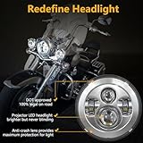 TRUCKMALL 7 inch LED Headlight Fog Passing Lights DOT Kit Ring Motorcycle for Touring Road King Ultra Classic Electra Street Glide Tri Cvo Heritage Softail Slim Deluxe Fatboy Chrome