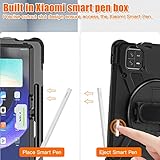 FONREST Rugged Case for Xiaomi-Pad-6 / MiPad-6-Pro 11 inch 2023 w/Stylus Holder & Kickstand, Portable Heavy Duty Hybrid Shock-Proof Cover with 360° Rotatable Handle, Shoulder Strap (Black)