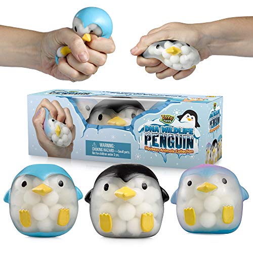 DNA Balls Penguin Stress Balls by YoYa Toys (3-Pack) - Stimulating, Calming Squishy Sensory and Fidget Toys for Kids and Adults - Ideal for Autism, ADHD, Fidgeting, and Breaking Bad Habits