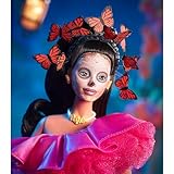 Barbie Signature Fashion Doll, 2023 Dia de Muertos Collectible Wearing Ruffled Pink Gown & Holding Tiny Ofrenda, Includes Doll Stand