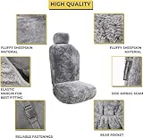 ZONETECH Car Seat Covers Full Set,Sheepskin Winter Wool Auto Accessories for All Season Protection,Include Front & Rear (Charcoal Grey, 2- Pack)