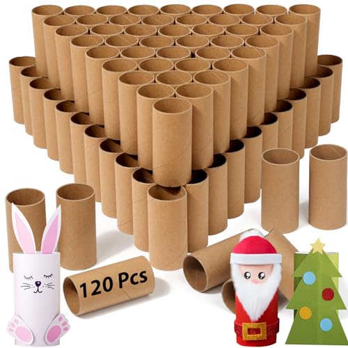 MAPVOLUT 120 Pack Cardboard Tubes for Craft - Brown Rolling Paper - 1.5 x 3.4 Inches, Empty Toilet Paper Rolls for Crafts Tubes Craft Supplies, Premium Kraft Paper Strong And Pressure-Resistant