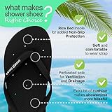 Shower Shoez Mens Non-Slip Shower Gym Pool Dorm Water Sandals Flip Flops (Black, numeric_10)