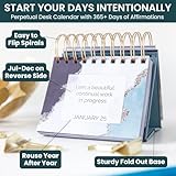 bloom daily planners Undated Perpetual Desk Easel/Inspirational Standing Flip Calendar - Motivational Page a Day - (5.25" x 5.5") - Positive Daily Affirmations