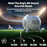 uahpet Automatic Ball Launcher for Dogs with Obstacle Detection, 20ft-80ft Adjustable Distances Ball Thrower Launcher for Medium & Large Dogs