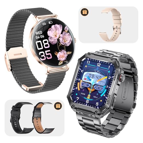 LIGE Smart Watches for Men-EF2(Black) and Women Smart Watches FV17 (Black), Waterproof Smartwatch with Sport Data Record