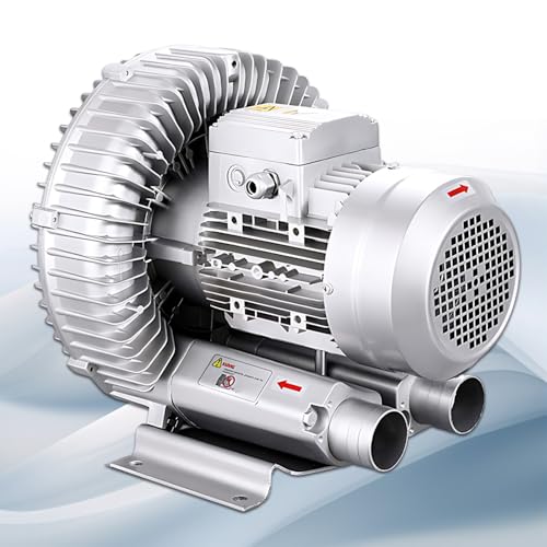 CIELOBLOEN Three Phase Regenerative Vortex Blower & Pond Aerator - High Pressure Vacuum Pump for Sewage Treatment Dust Collection and Septic Tank Systems,1.5KW/220V