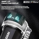 SGUAI Unique Smart Water Bottle - Smart Coffee Cup with LED Temperature & Pixel Display by APP Control, Smart Insulated Novelty Mug Water Flask for Unique Presents, 12oz (Black)