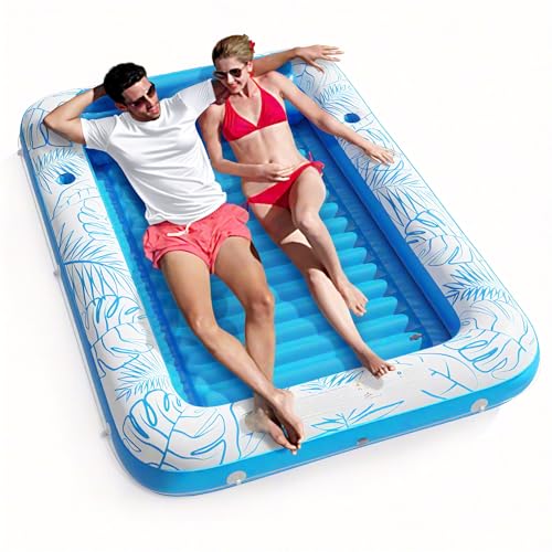 Jasonwell Inflatable Tanning Pool Lounger Float 4 in 1 Sun Tan Tub Sunbathing Lounge Raft Floatie Toys Water Filled Bed Mat Pad for Kids Adult Blow Up Kiddie Ball Pit Pool (XL)