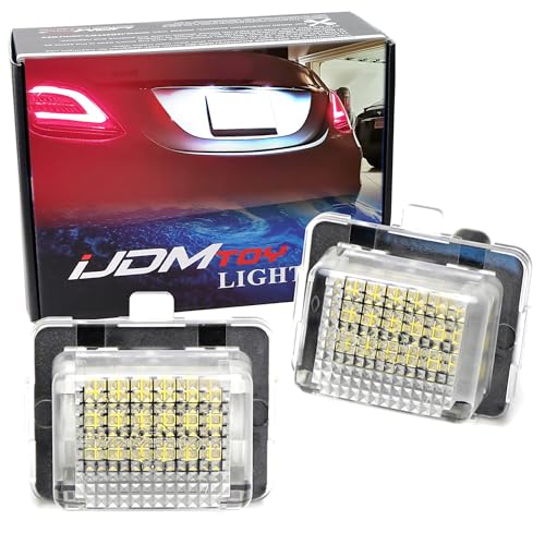 iJDMTOY OEM-Fit 3W Full LED License Plate Light Kit Compatible With Mercedes-Benz C CLS CLA E S SL SLK Class, Powered by 18-SMD Xenon White LED & Can-bus Error Free