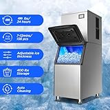 Commercial Ice Maker Machine 480Lbs/24H with 400LBS Large Storage Bin Ice Ready in Air Cooled Clear Cube Ice for Bar Business Cafe (480Lbs/24H)