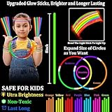 500 Pack Glow Sticks Bulk Party Supplies Glow In The Dark Party Favors Glow Sticks Necklaces Bracelets with Connectors 8" Glowsticks Light Up Toys Neon Birthday Decorations Football Party Supplies