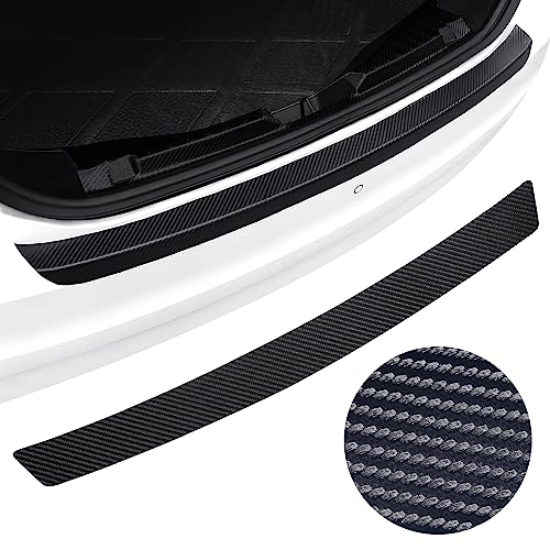 Moteloor Black Carbon Fiber Textured Leather Sticker for The Threshold bar Outside The car Boot, Anti-Scratch Strip Anti-Kick Film Protective pad for The Rear Guard（37.4 * 2.56 in）