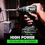 FLEX 24V Brushless Cordless 1/2-Inch 750 In-Lbs Torque 2-Speed Hammer Drill Kit with (2) 2.5Ah Lithium Batteries and 160W Fast Charger - FX1251-2A